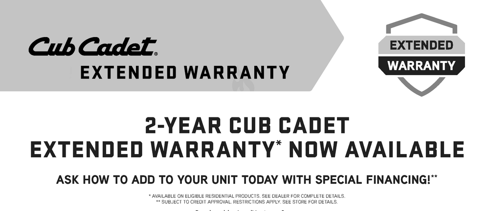 .Extended Warranty Option Diagram and Parts List for (11AA92J709)(2016) Cub Cadet Lawn Mower